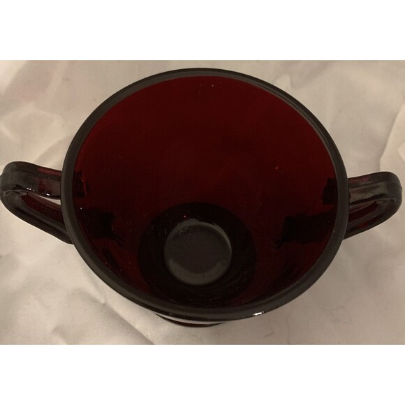 Vintage Anchor Hocking Ruby Red Creamer And Sugar Bowl - Picture 10 of 12